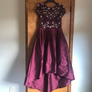 Adrianna Papell Beaded Hi Low gown in Cabaret